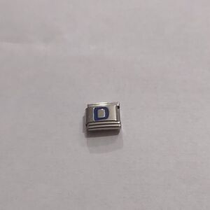 Blue D Italian Link Stainless Steel Nomination Style Charm‎